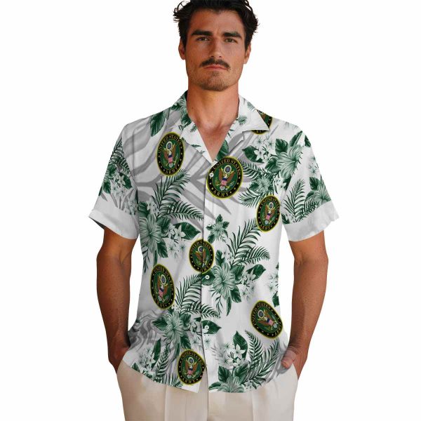 Army Hibiscus Palm Leaves Hawaiian Shirt High quality