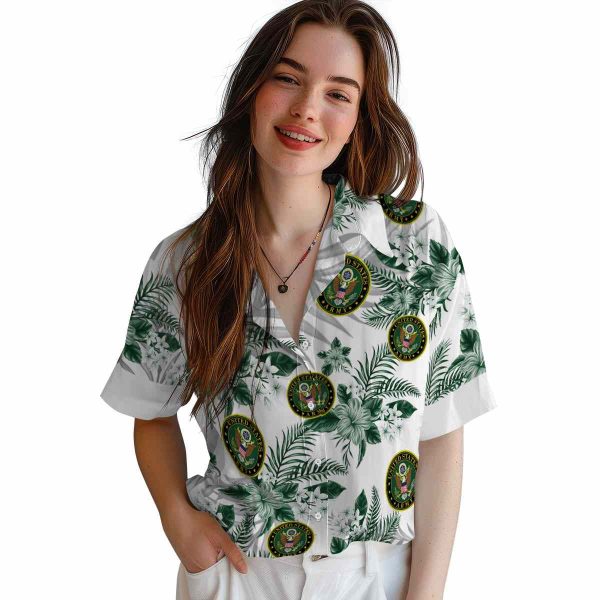 Army Hibiscus Palm Leaves Hawaiian Shirt Trendy