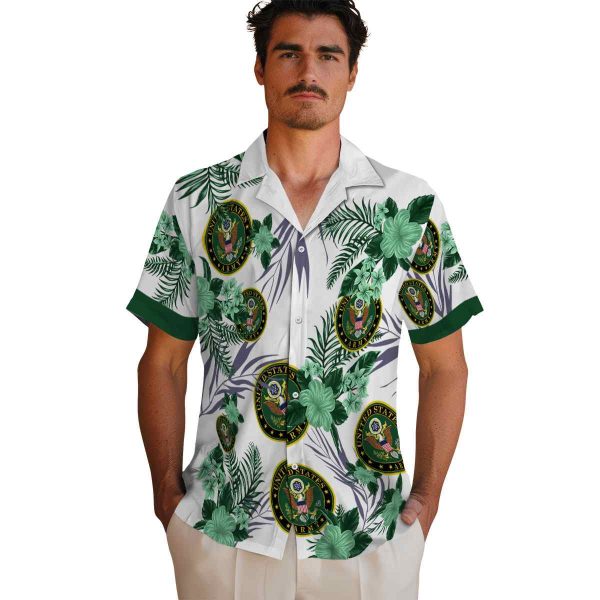 Army Patriotic Hibiscus Design Hawaiian Shirt High quality