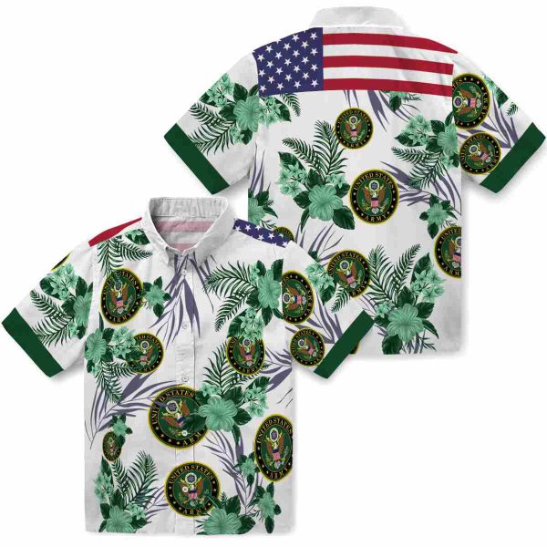 Army Patriotic Hibiscus Design Hawaiian Shirt Latest Model