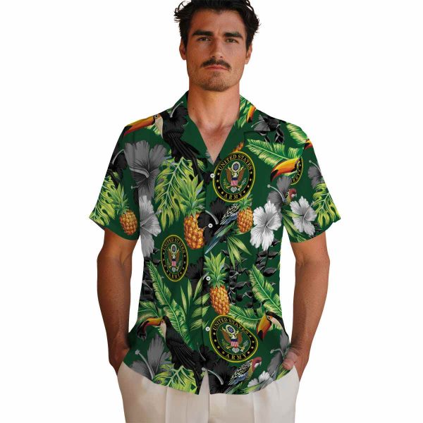 Army Toucan Hibiscus Pineapple Hawaiian Shirt High quality