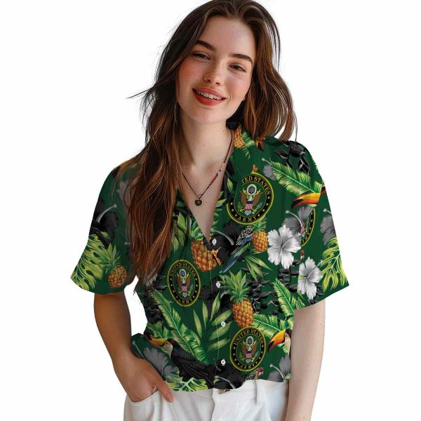 Army Toucan Hibiscus Pineapple Hawaiian Shirt Trendy