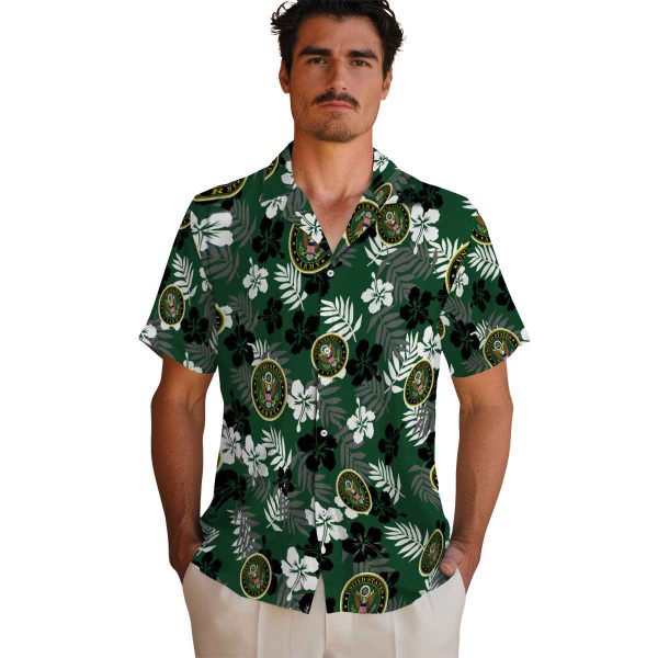 Army Tropical Floral Hawaiian Shirt High quality