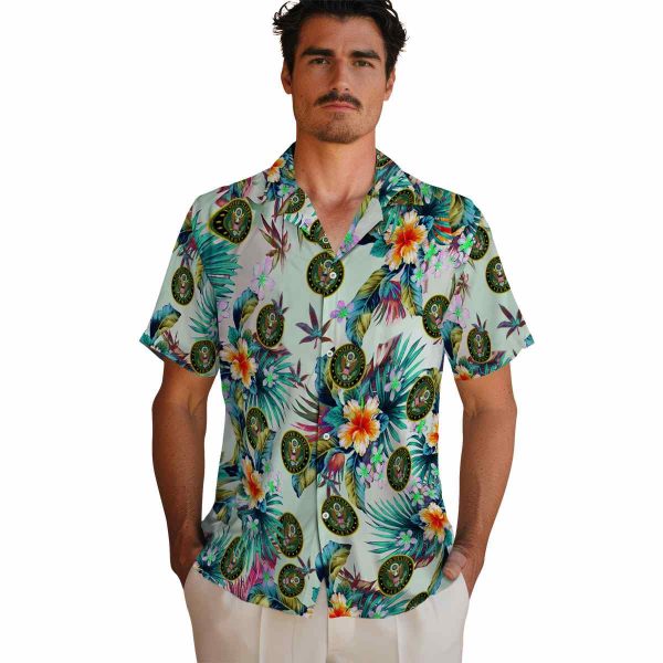 Army Tropical Foliage Hawaiian Shirt High quality