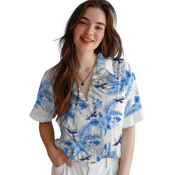 Aviation Hibiscus Palm Leaves Hawaiian Shirt Trendy