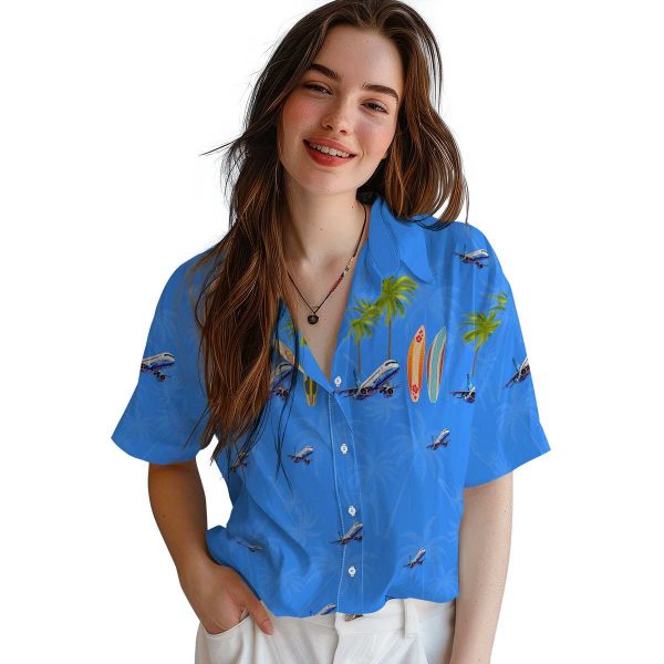 Aviation Surfboard Palm Hawaiian Shirt Trendy