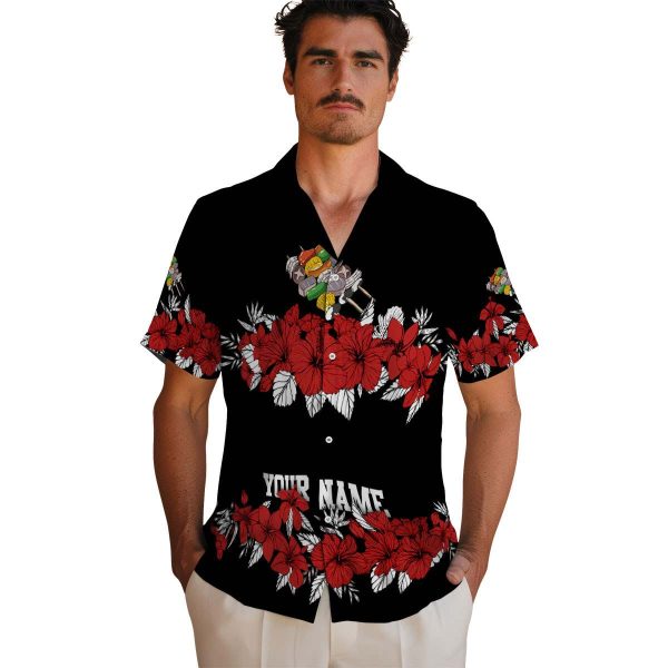 BBQ Hibiscus Stripe Hawaiian Shirt High quality