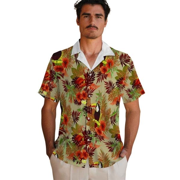 Bamboo Floral Toucan Hawaiian Shirt High quality