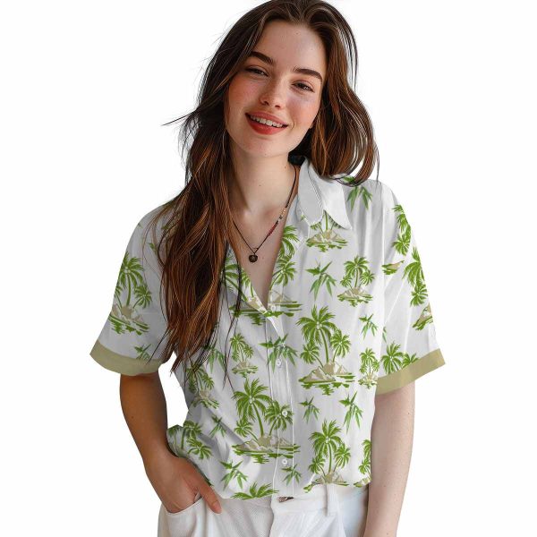 Bamboo Palm Island Print Hawaiian Shirt Trendy