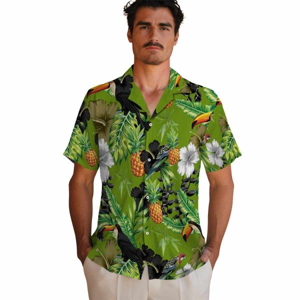 Bamboo Toucan Hibiscus Pineapple Hawaiian Shirt High quality