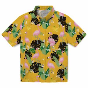 Banana Flamingo Leaf Motif Hawaiian Shirt Best selling