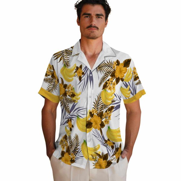 Banana Patriotic Hibiscus Design Hawaiian Shirt High quality