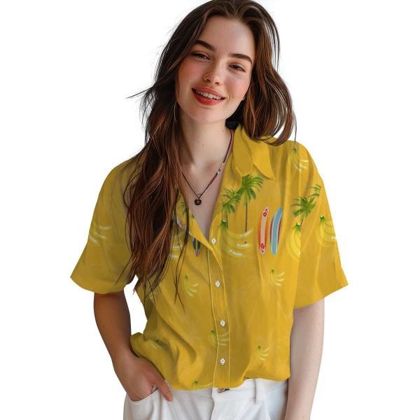 Banana Surfboard Palm Hawaiian Shirt Trendy