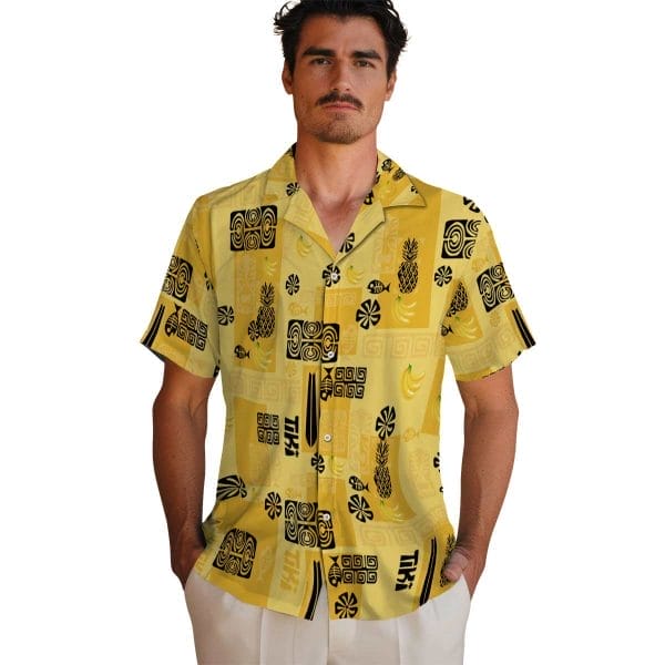 Banana Tribal Symbols Hawaiian Shirt High quality