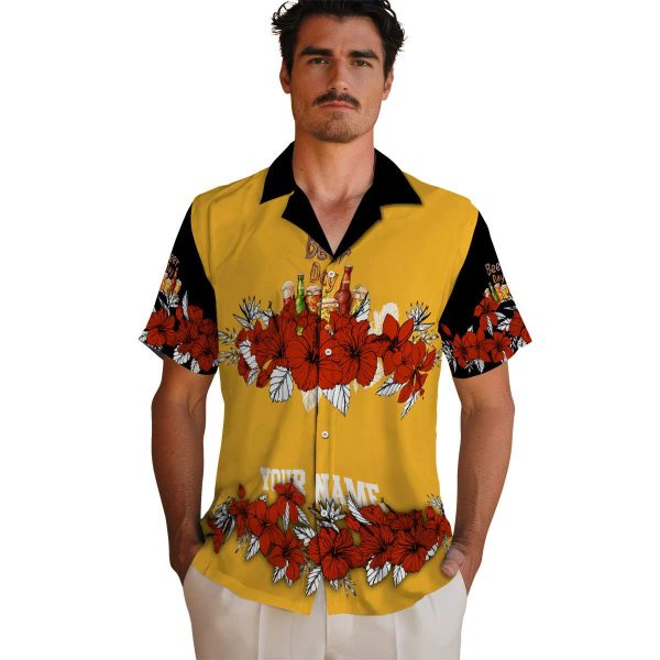 Beer Hibiscus Stripe Hawaiian Shirt High quality