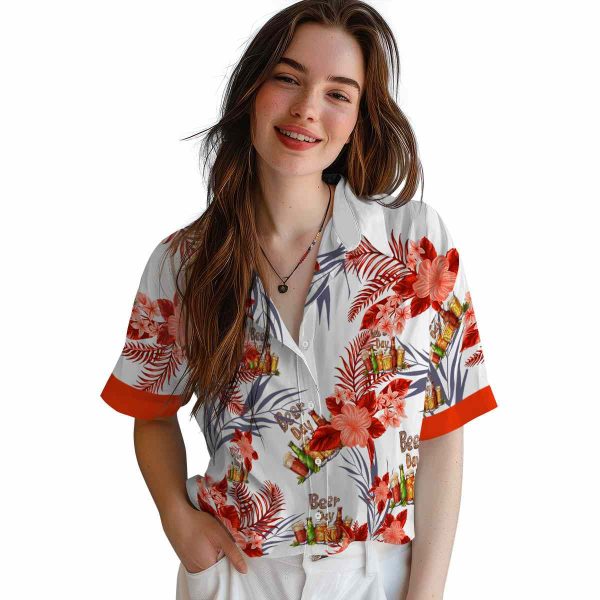 Beer Patriotic Hibiscus Design Hawaiian Shirt Trendy