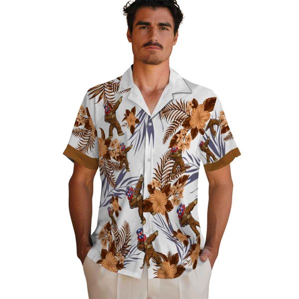 Bigfoot Patriotic Hibiscus Design Hawaiian Shirt High quality