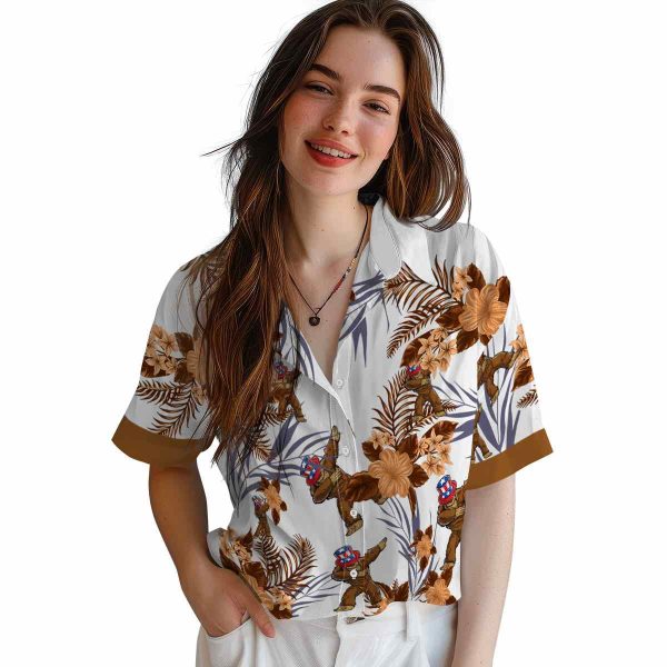 Bigfoot Patriotic Hibiscus Design Hawaiian Shirt Trendy