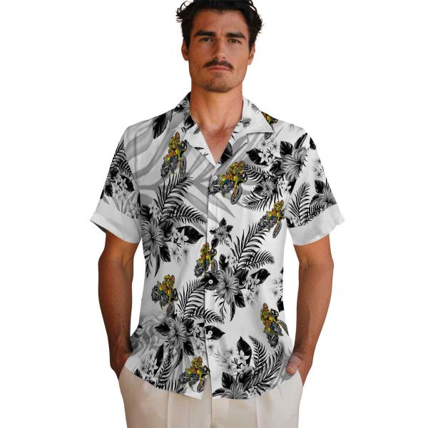 Biker Hibiscus Palm Leaves Hawaiian Shirt High quality