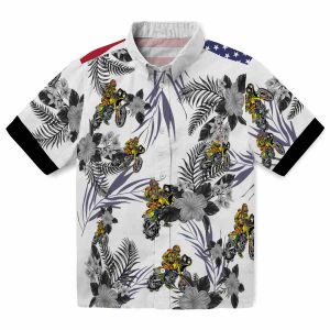 Biker Patriotic Hibiscus Design Hawaiian Shirt Best selling