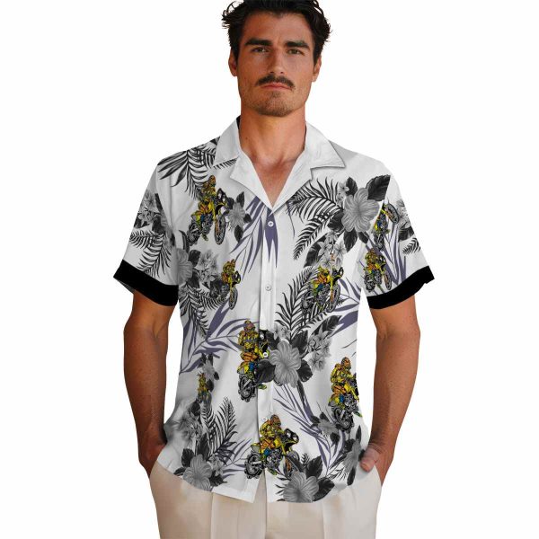 Biker Patriotic Hibiscus Design Hawaiian Shirt High quality