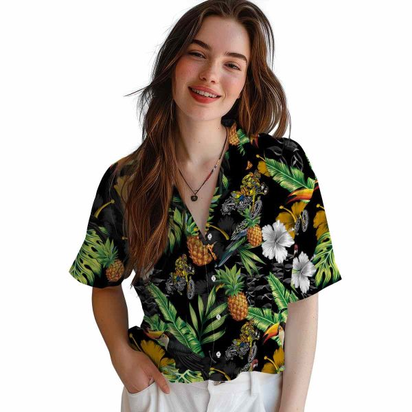 Biker Toucan Hibiscus Pineapple Hawaiian Shirt Trendy 1