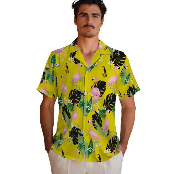 Bird Flamingo Leaf Motif Hawaiian Shirt High quality