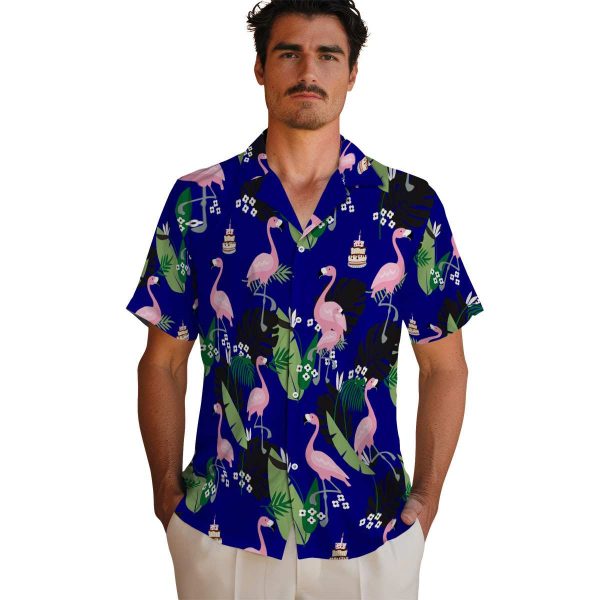 Birthday Flamingo Leaf Motif Hawaiian Shirt High quality