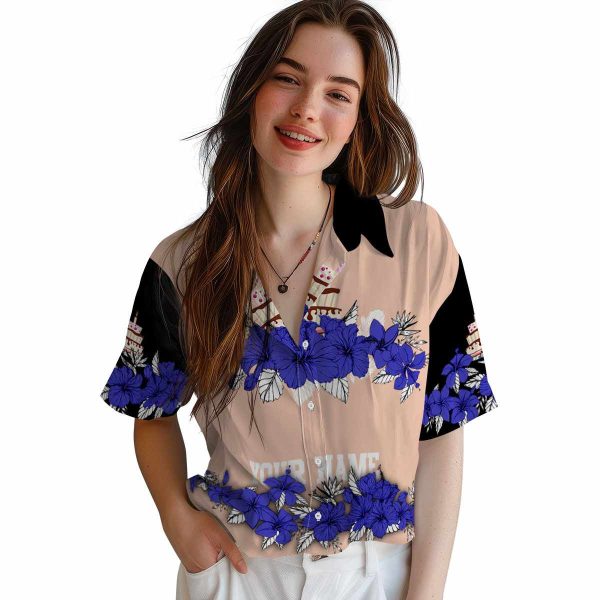 Birthday Hibiscus Stripe Hawaiian Shirt Trendy