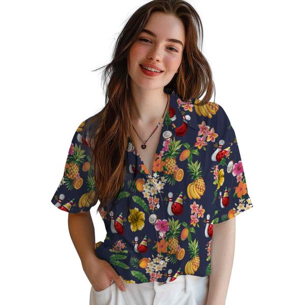 Bowling Hibiscus And Fruit Hawaiian Shirt Trendy