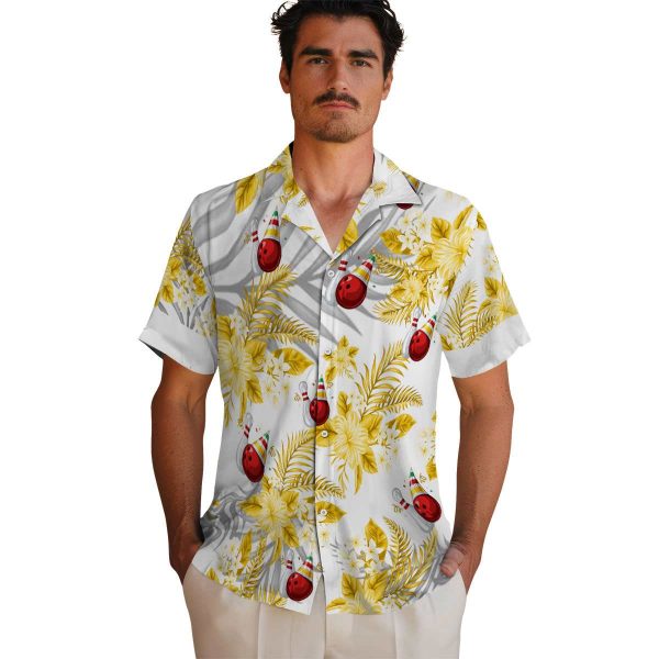 Bowling Hibiscus Palm Leaves Hawaiian Shirt High quality