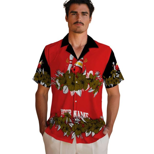 Bowling Hibiscus Stripe Hawaiian Shirt High quality