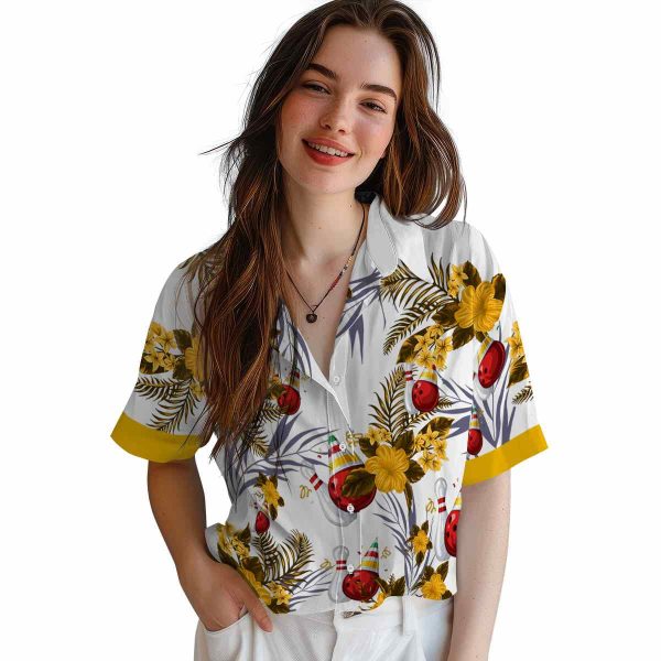 Bowling Patriotic Hibiscus Design Hawaiian Shirt Trendy