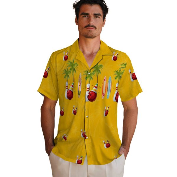 Bowling Surfboard Palm Hawaiian Shirt High quality