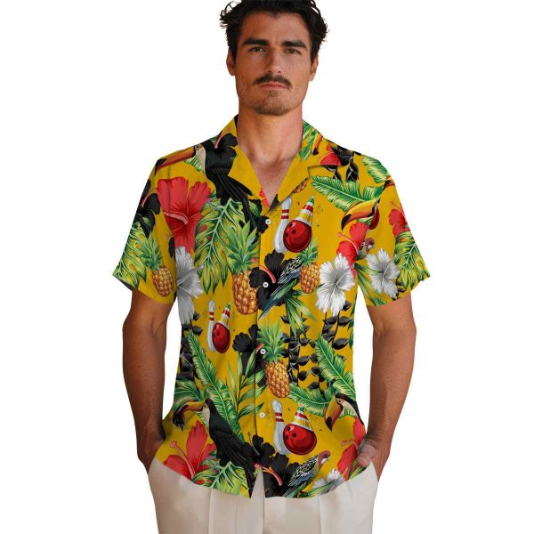 Bowling Toucan Hibiscus Pineapple Hawaiian Shirt High quality