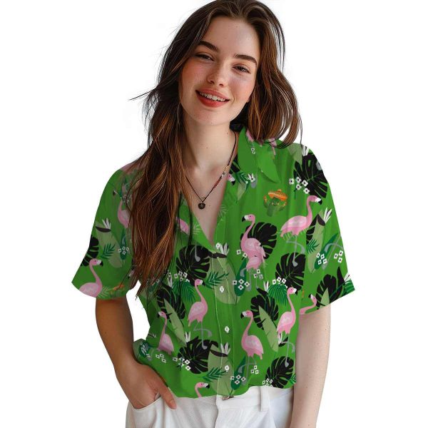 Cactus Flamingo Leaf Motif Hawaiian Shirt Trendy