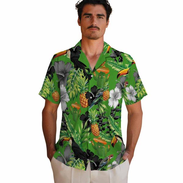 Cactus Toucan Hibiscus Pineapple Hawaiian Shirt High quality