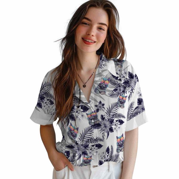 Cat Hibiscus Palm Leaves Hawaiian Shirt Trendy