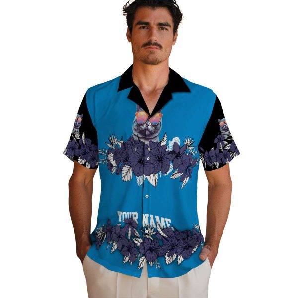 Cat Hibiscus Stripe Hawaiian Shirt High quality