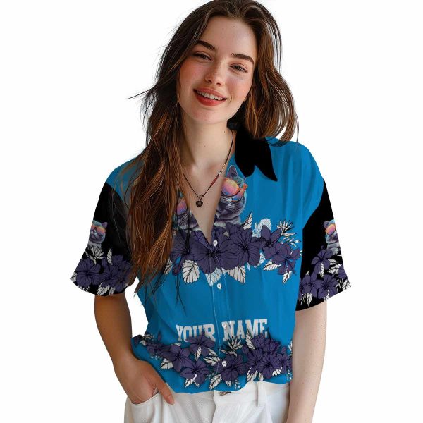 Cat Hibiscus Stripe Hawaiian Shirt Trendy