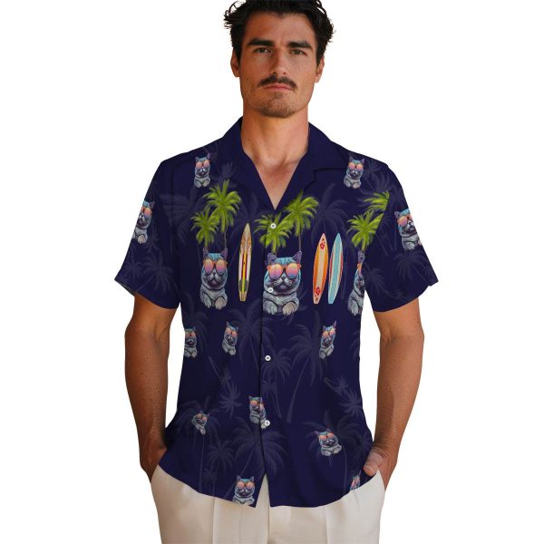 Cat Surfboard Palm Hawaiian Shirt High quality