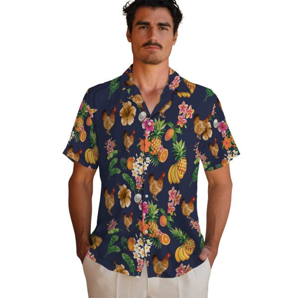 Chicken Hibiscus And Fruit Hawaiian Shirt High quality