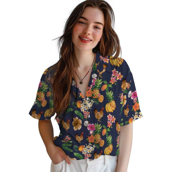 Chicken Hibiscus And Fruit Hawaiian Shirt Trendy