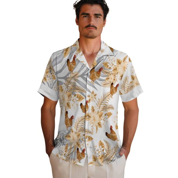 Chicken Hibiscus Palm Leaves Hawaiian Shirt High quality