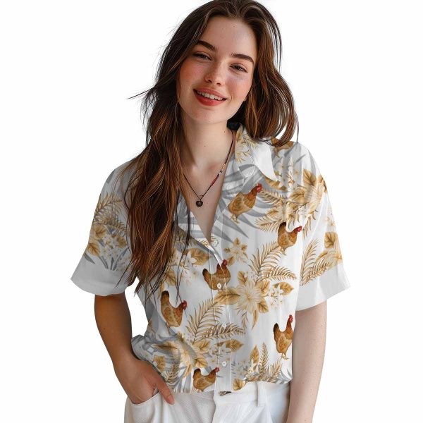 Chicken Hibiscus Palm Leaves Hawaiian Shirt Trendy