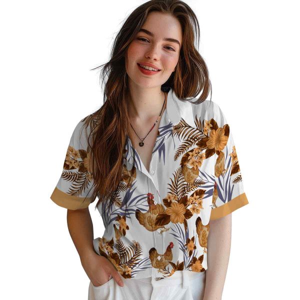 Chicken Patriotic Hibiscus Design Hawaiian Shirt Trendy