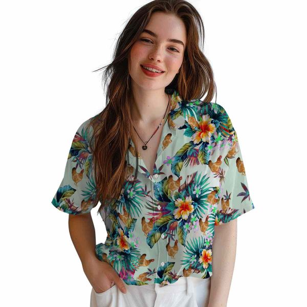 Chicken Tropical Foliage Hawaiian Shirt Trendy