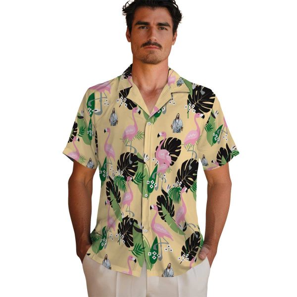 Christian Flamingo Leaf Motif Hawaiian Shirt High quality