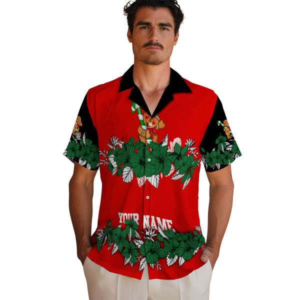 Christmas Hibiscus Stripe Hawaiian Shirt High quality