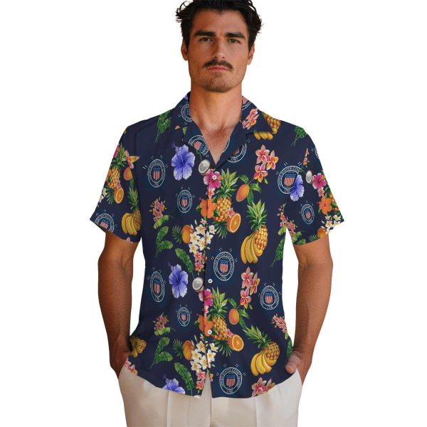 Coast Guard Hibiscus And Fruit Hawaiian Shirt High quality